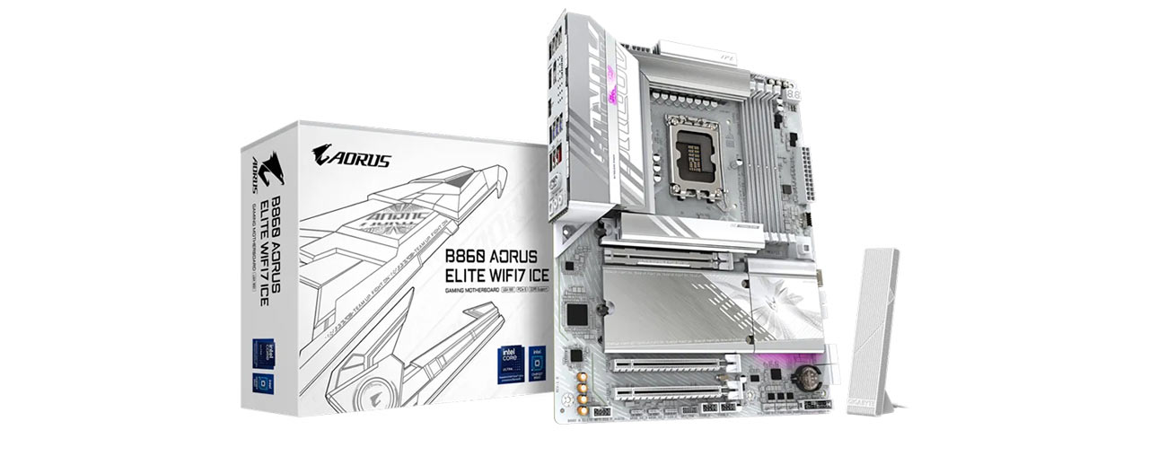 Mainboard Gigabyte B860 AORUS ELITE WIFI7 ICE DDR5 (Intel B860/ Socket 1851/ ATX/ 4 khe ram/ 2.5 Gigabit LAN) (ID: 59285)