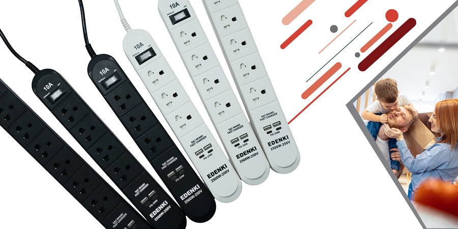 Ổ cắm điện Edenki ED-4C2W White (4 Lỗ đa năng - 2M 10A)