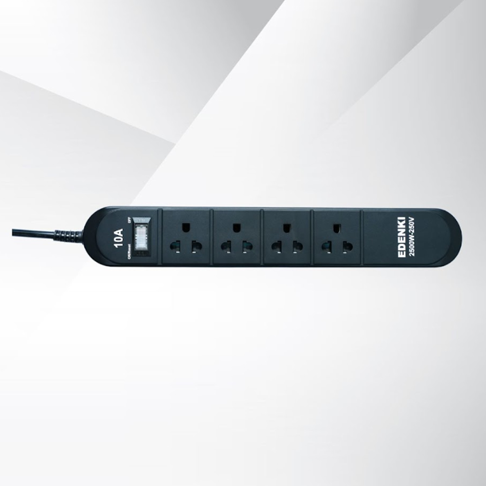 Ổ cắm điện Edenki ED-4C2B Black (4 Lỗ đa năng - 2M 10A)