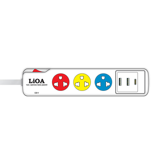 Ổ cắm điện Lioa 3SN2A1C20W ( 2 cổng Type A+1 cổng Type C-Sạc siêu nhanh)