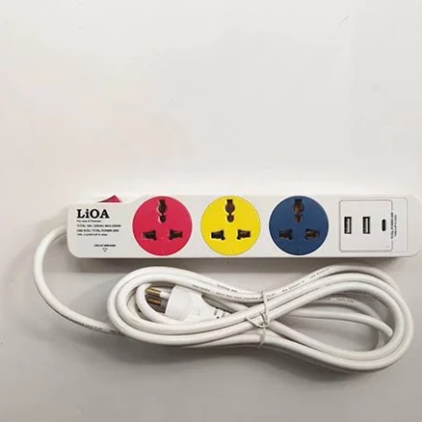 Ổ cắm điện Lioa 3SN2A1C20W ( 2 cổng Type A+1 cổng Type C-Sạc siêu nhanh)