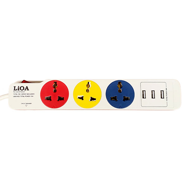Ổ cắm điện Lioa 3SN3A15W ( 3 cổng Type A-Sạc nhanh)