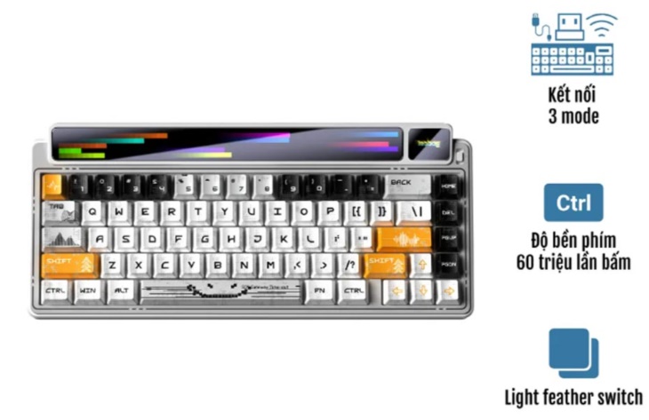 B&agrave;n ph&iacute;m cơ LEOBOG 3 Mode AMG65 Trắng Light feather switch 