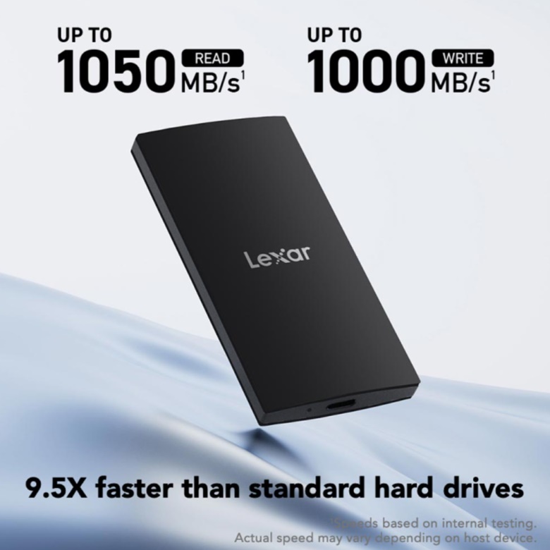 Ổ cứng di động SSD Lexar SL300 2Tb (Type-C và USB3.2/ 1050MB/s/ 1000MB/s/ Đen)
