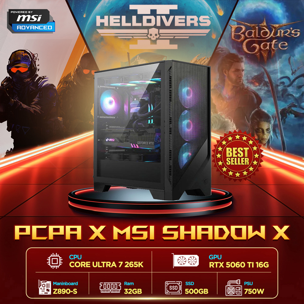 M&aacute;y t&iacute;nh PCPA x MSI Shadow X (Core Ultra 7 265K/32GB/RTX 5060TI 16Gb)
