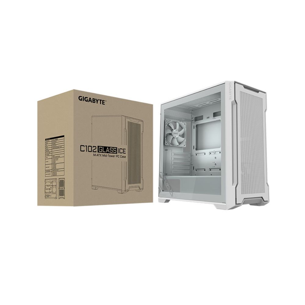 Vỏ m&aacute;y t&iacute;nh Gigabyte C102 GLASS (Mid Tower/ M-ATX/ Trắng)
