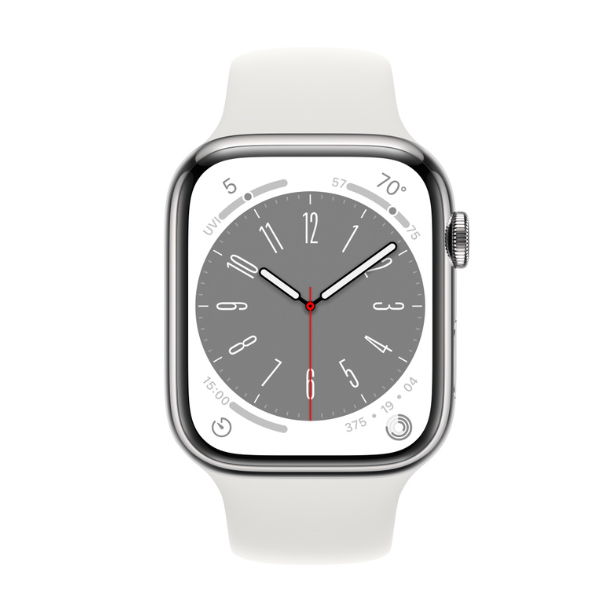 Apple Watch Series 8 45mm LTE Viền Thép Dây Cao Su - White MNKE3VN/A