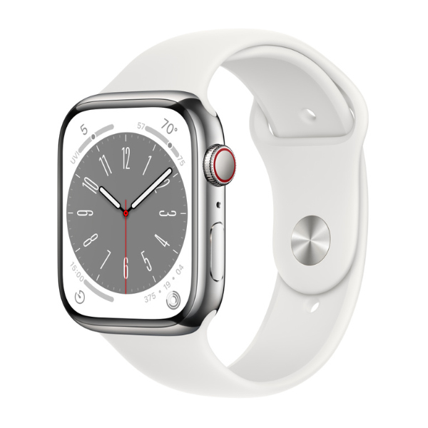 Apple Watch Series 8 45mm LTE Viền Thép Dây Cao Su - White MNKE3VN/A 