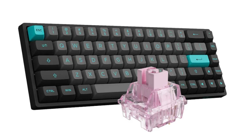 Bàn phím cơ AKKO 3068B Plus Multi-modes Black & Cyan Akko CS Jelly Pink switch