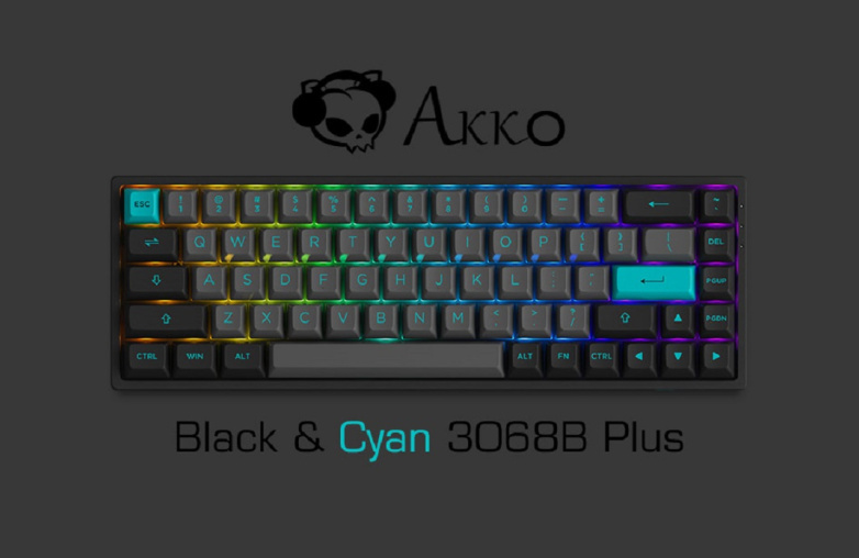 Bàn phím cơ AKKO 3068B Plus Multi-modes Black & Cyan Akko CS Jelly Pink switch