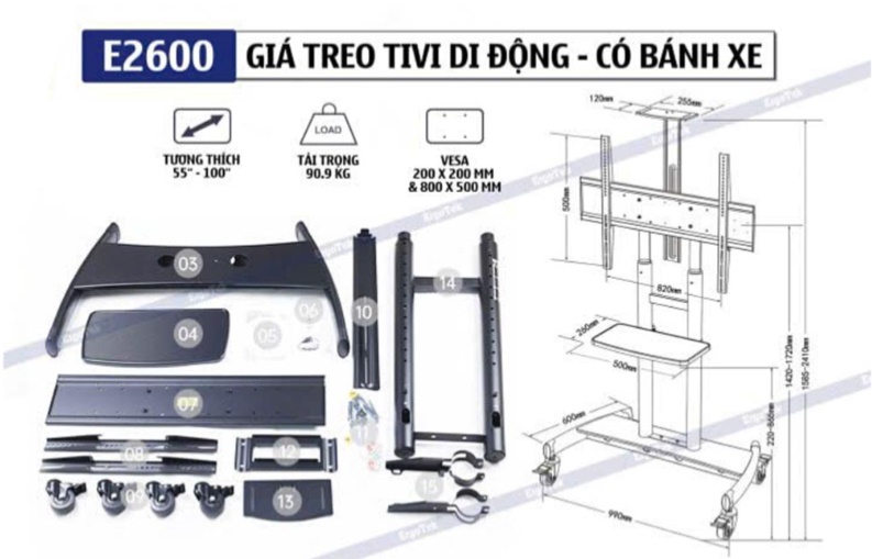 Giá treo Tivi di động Ergotek E2600 (55 – 100 Inch)