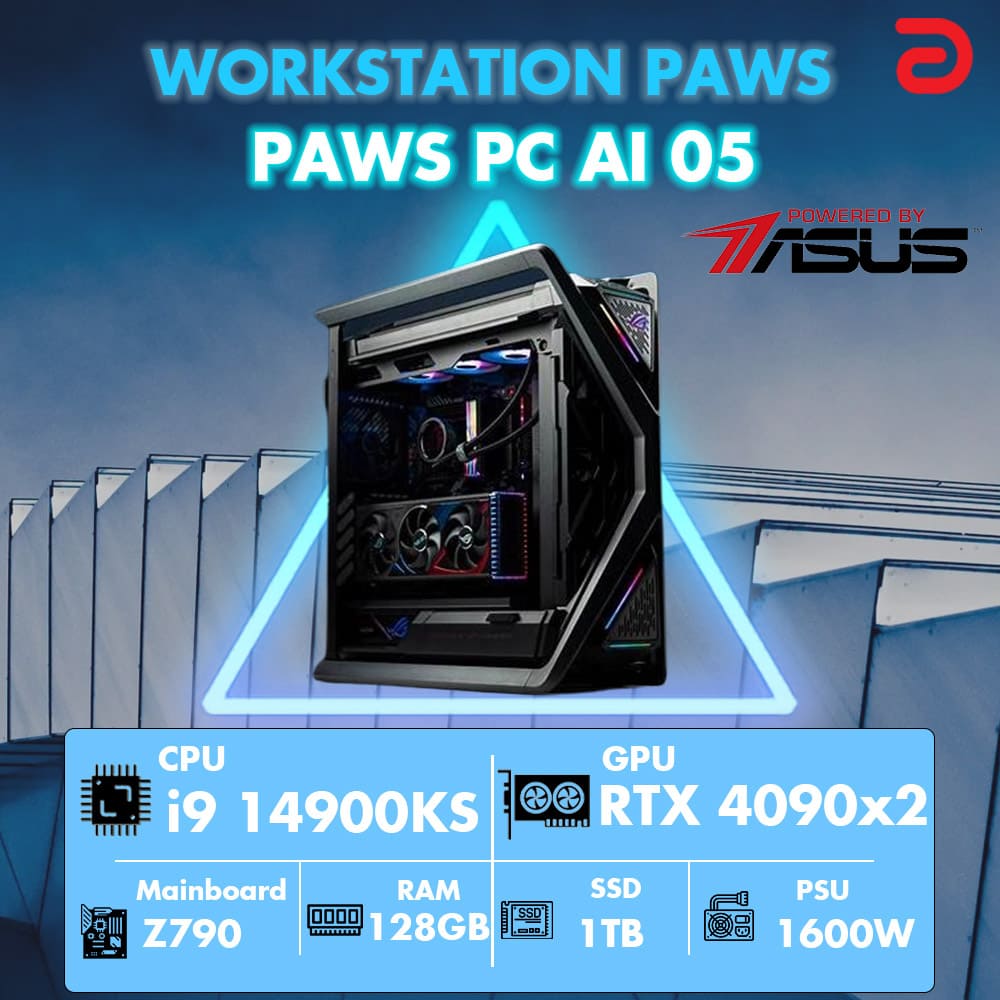 Máy trạm Workstation PAWS AI 05-I9KS/128GB/RTX4090 X2 