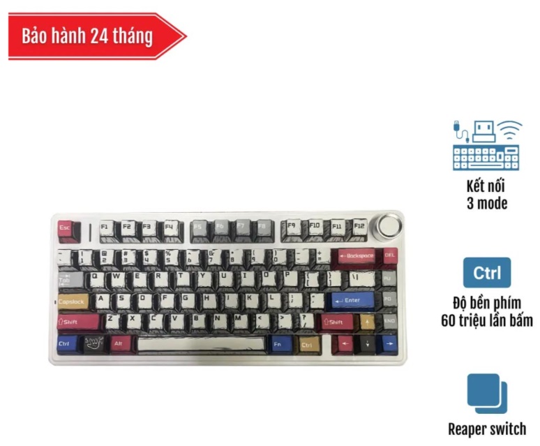 Bàn phím cơ Aula 3 MODE F75 Comic Reaper switch (Bluetooth/Wireless/ LED RGB) 