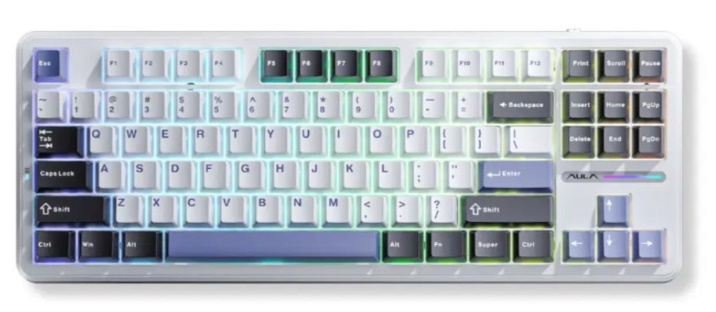 B&agrave;n ph&iacute;m cơ Aula 3 MODE F87 Đen Trắng Xanh Dương Grey Wood V3 switch (Bluetooth/Wireless) 
