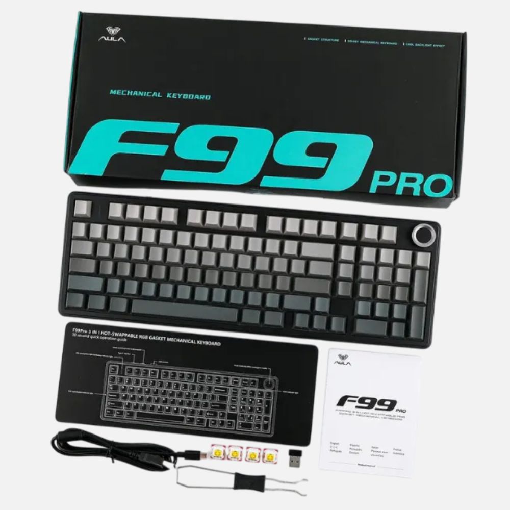 B&agrave;n ph&iacute;m cơ Aula 3 MODE F99 PRO X&aacute;m + đen