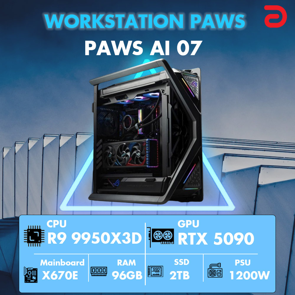 Máy tính PAWS AI 07 (Ryzen 9/X870/96GB/RTX 5090)