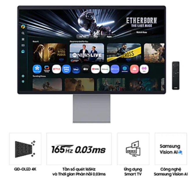 Màn hình thông minh Samsung M9 LS32D390GAEXXV (32Inch/ 4K (3840 x 2160)/ 0.03ms/ 165Hz/ 250cd/m2/ OLED/ Tích hợp Loa) 