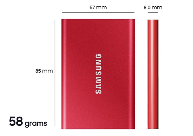 Ổ cứng di động SSD Samsung T7 Portable 1TB USB3.2 (Màu đỏ)
