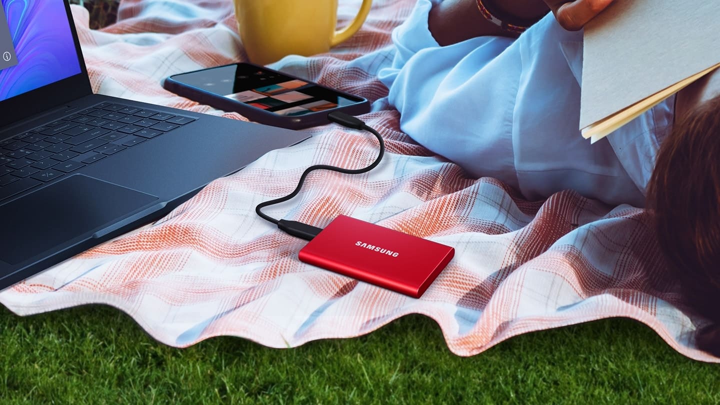 Ổ cứng di động SSD Samsung T7 Portable 1TB USB3.2 (Màu đỏ)