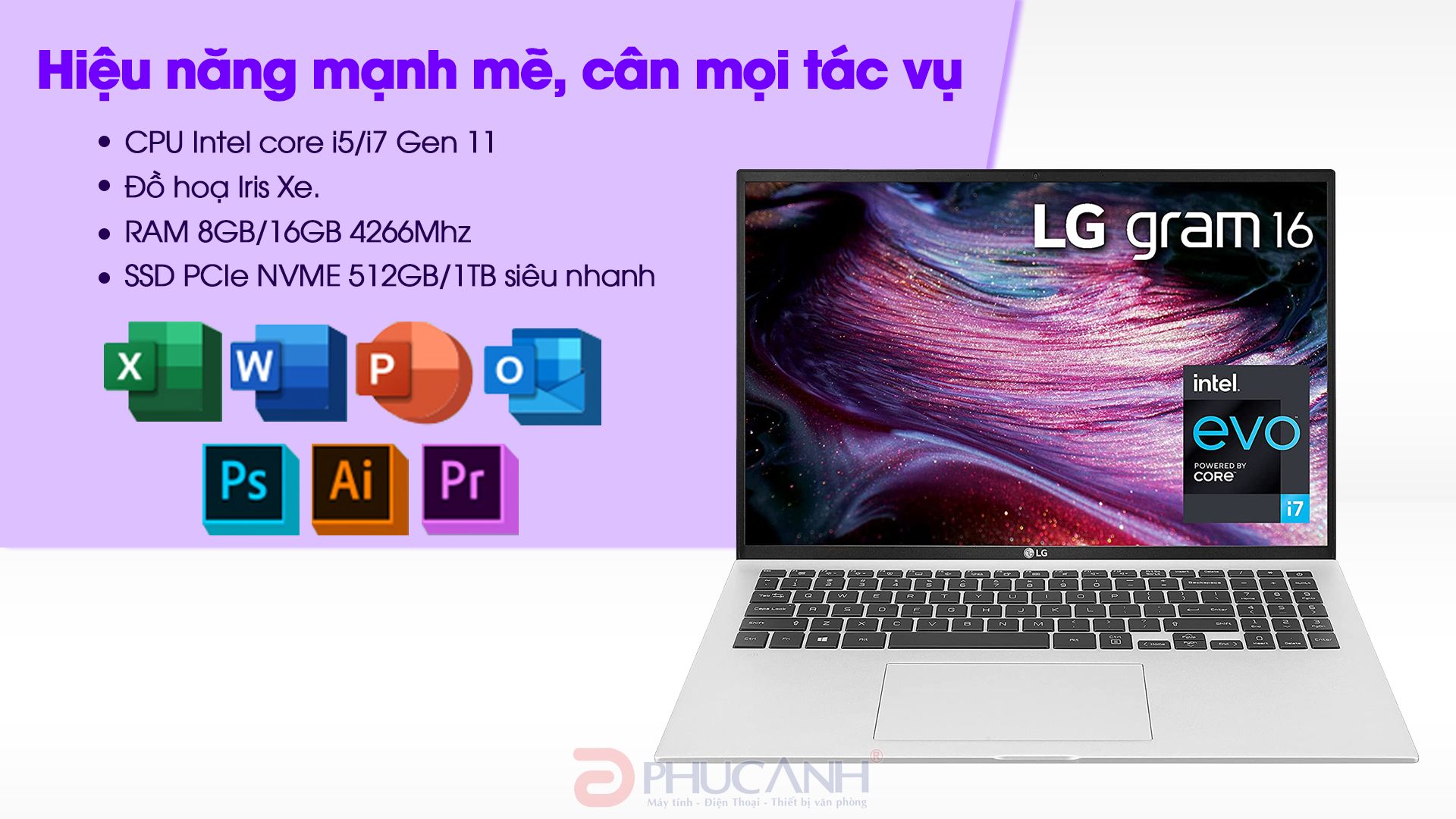Laptop LG Gram 16ZD90P-G.AX54A5 (i5-1135G7/ 8GB/ 512GB SSD/ 16.0WQXGA/ VGA ON/ Dos/ White/ LED_KB)