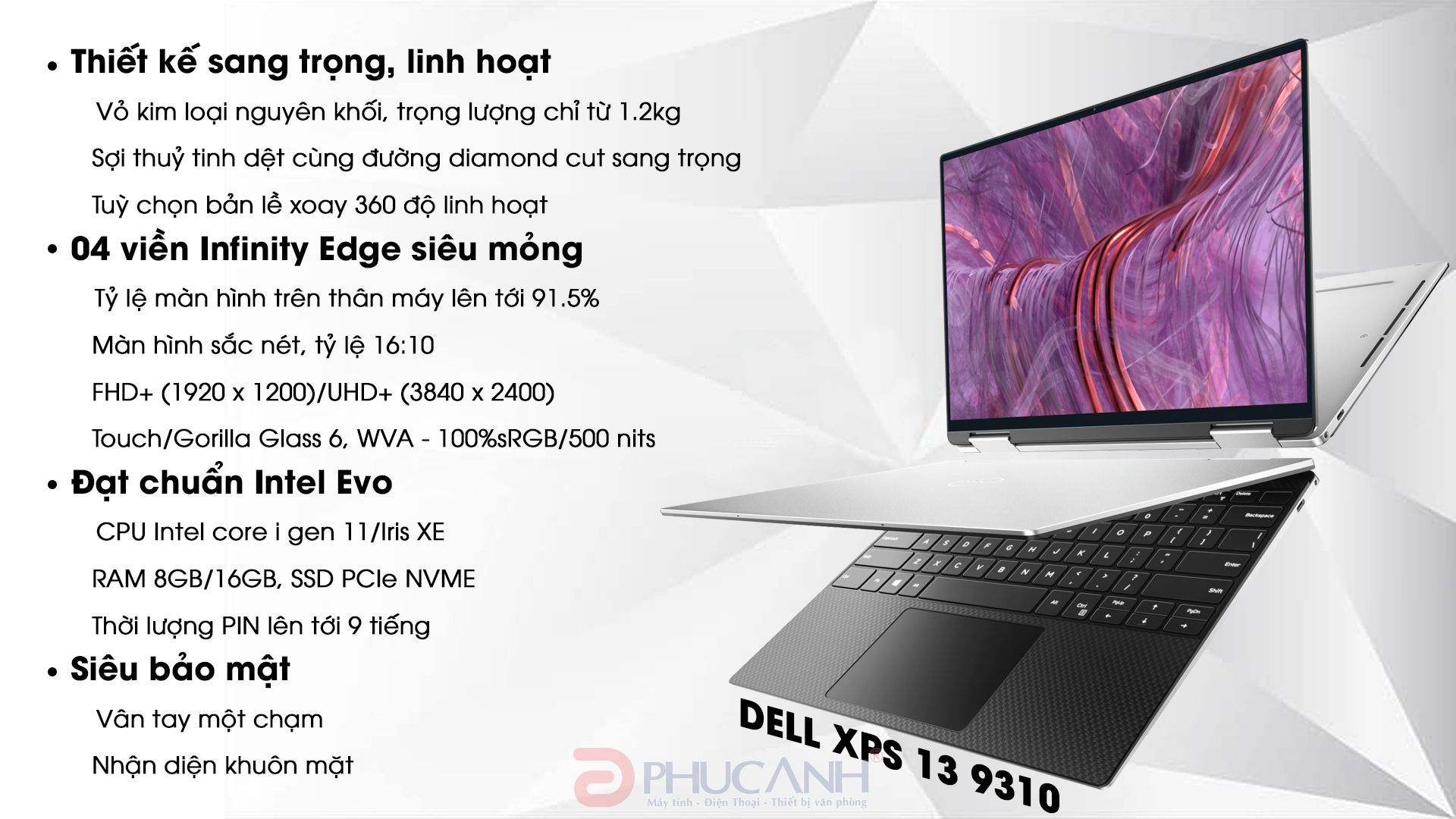 Laptop Dell XPS 13 9310 70262931 TOUCH XOAY GẬP 360 PEN