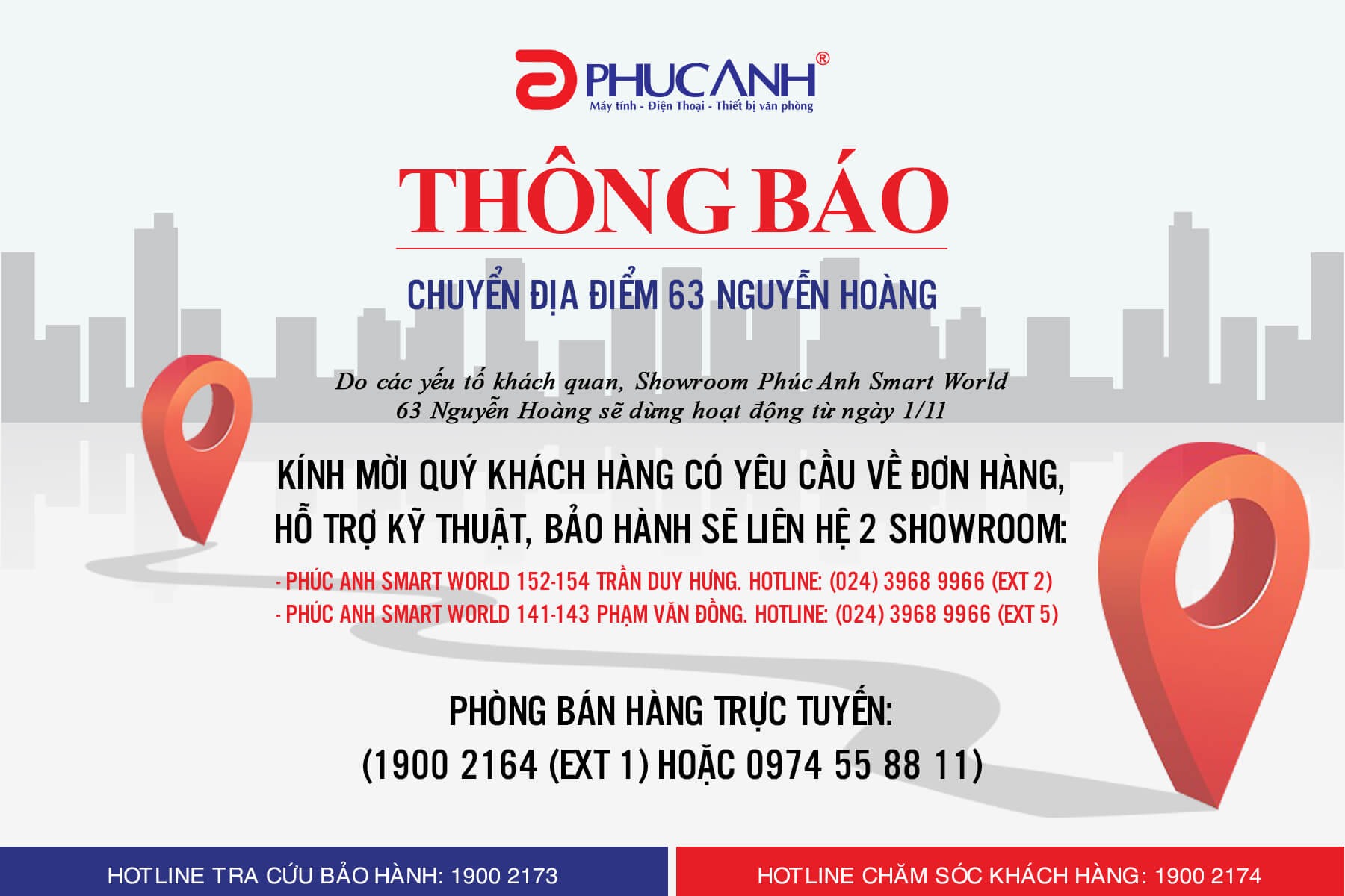 [Thông Báo] Phúc Anh 63 Nguyễn Hoàng tạm dừng hoạt động