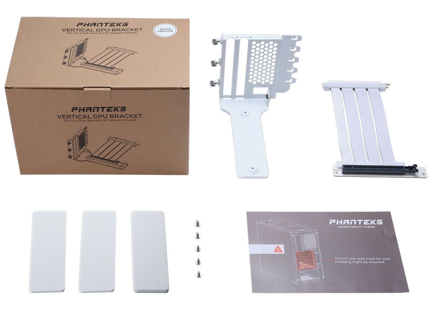 Phanteks ra mắt Combo DDC Glacier R220C, Raiser, giá đỡ VGA màu trắng