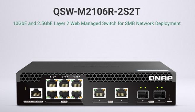 Rackmount QSW-M2106R-2S2T mang đến băng thông tốc độ cao và cơ sở hạ tầng mạng chuyên nghiệp cho doanh nghiệp