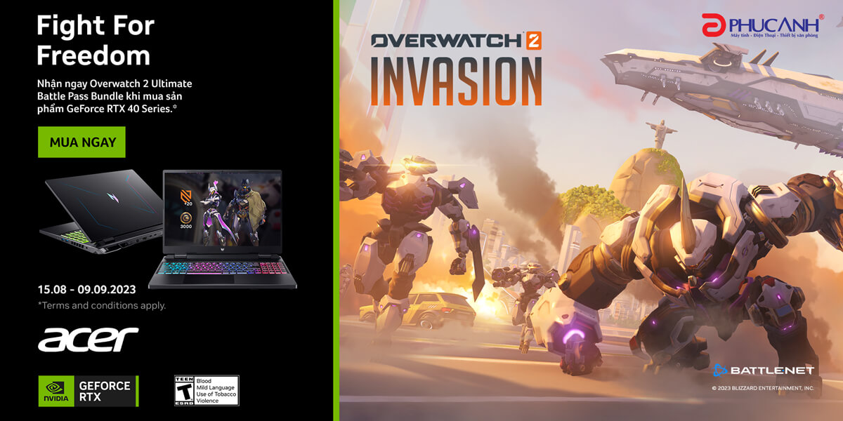 [Khuyến Mại] Mua Laptop Acer RTX 40 Series - Tặng Bundle Overwatch 2 Invasion