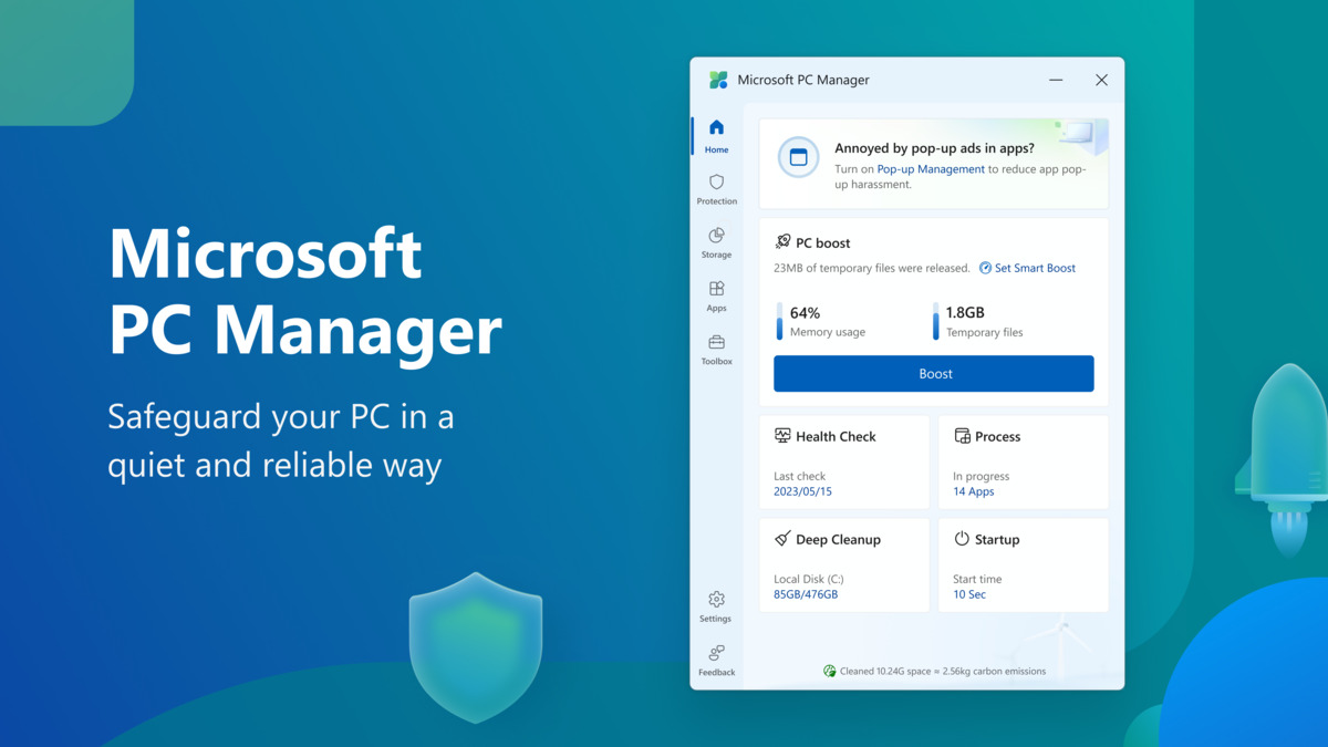 PC Manager - Ứng dụng dọn dẹp file rác tăng tốc phần cứng miễn phí của Microsoft
