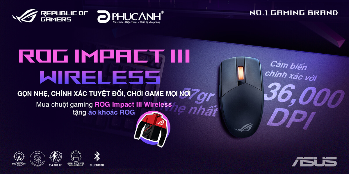 [Khuyến Mại] Mua chuột gaming ROG Impact  III Wireless tặng áo khoác ROG phiên bản giới hạn