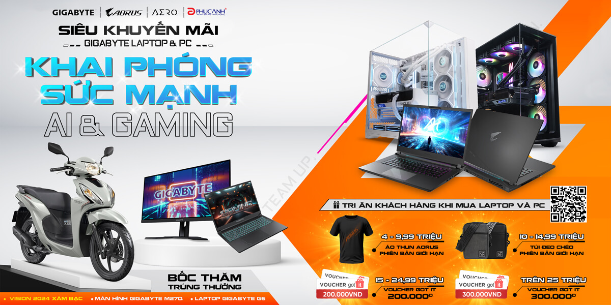 [Khuyến Mại] Siêu khuyến mãi Gigabyte Laptop & PC - Khai phóng sức mạnh AI & Gaming