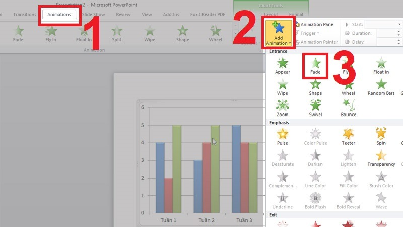 Hướng dẫn chèn hiệu ứng cho biểu đồ thêm đặc sắc trong Powerpoint