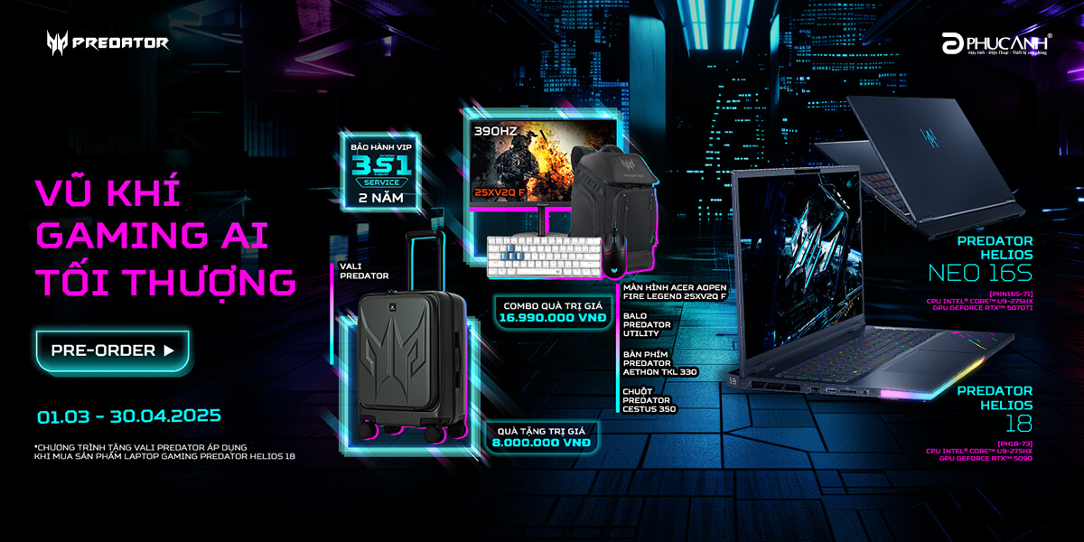 [Khuyến Mại] Pre-Order: Laptop Predator - Vũ khí gaming AI tối thượng