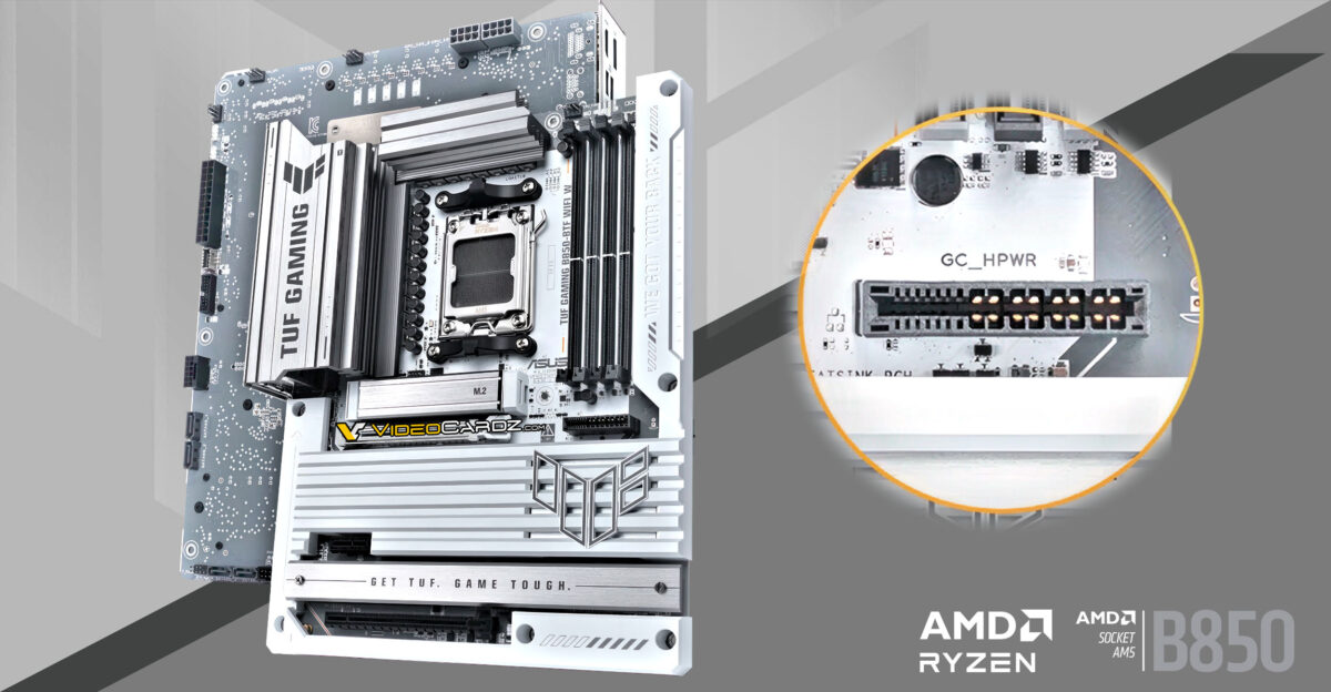 ASUS ra mắt bo mạch chủ AMD B850 đầu tiên có đầu nối ẩn GPU 600W