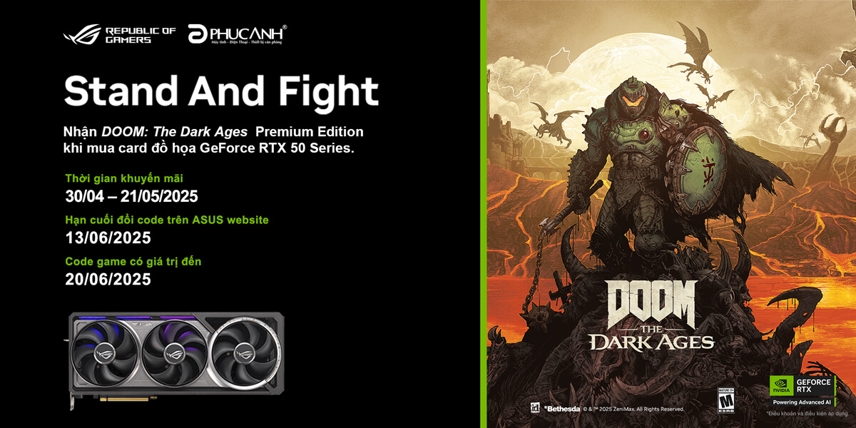 [Khuyến Mãi] Nhận game DOOM: The Dark Ages khi mua Card đồ họa ASUS NVIDIA GEFORCE RTX™ 50 SERIES