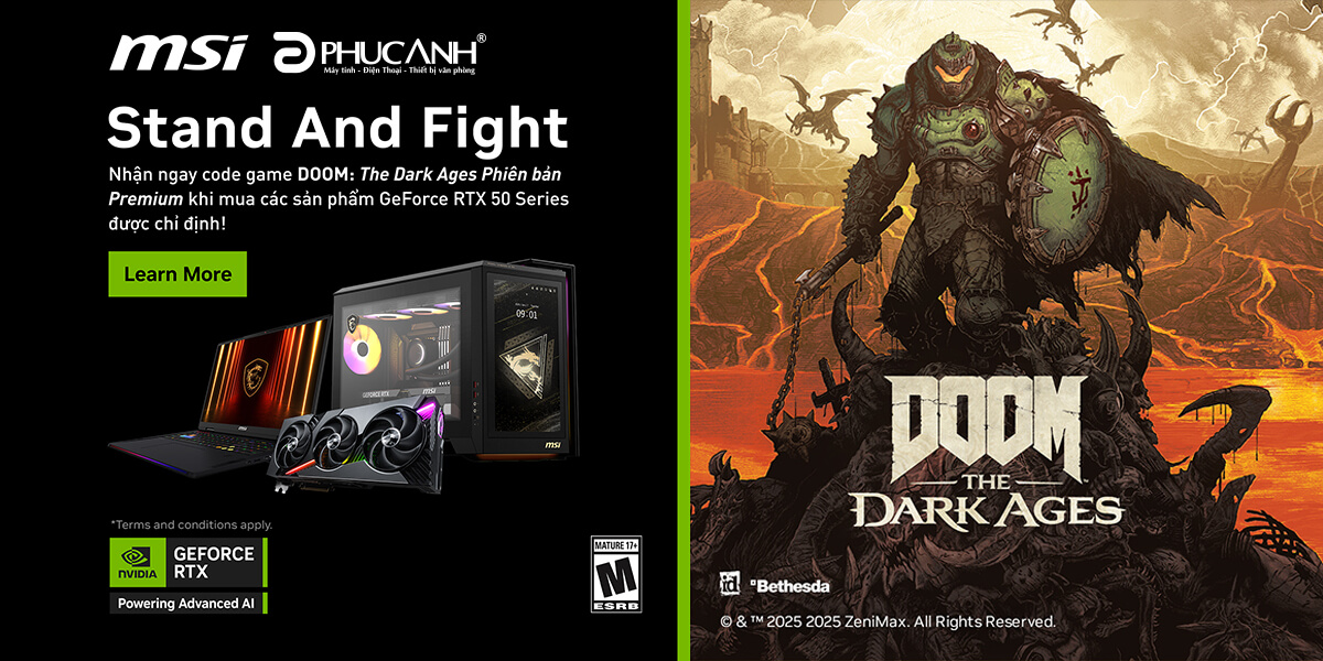 [Khuyến Mãi] Nhận game DOOM: The Dark Ages khi mua VGA MSI NVIDIA GEFORCE RTX™ 50 SERIES