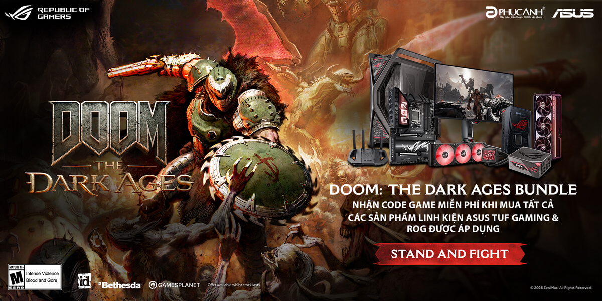 [Khuyến Mãi] Tặng code game DOOM: The Dark Ages và cơ hội bốc thăm trúng thưởng bộ PC ASUS đỉnh cao