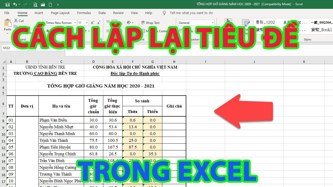 Cách lặp lại tiêu đề trong Excel đơn giản và hiệu quả