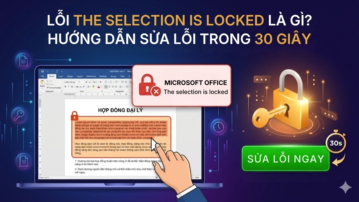Lỗi The selection is locked là gì? Cách sửa nhanh trong 30 giây