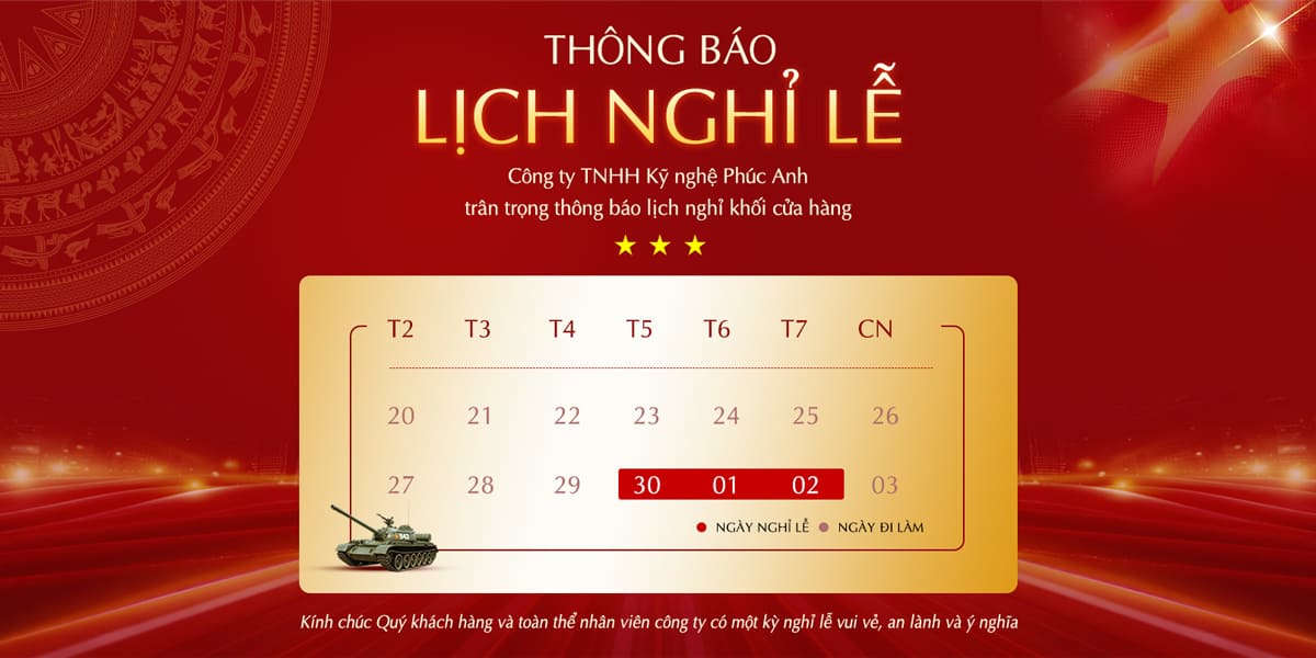 THÔNG BÁO LỊCH NGHỈ LỄ 30/4 & 1/5