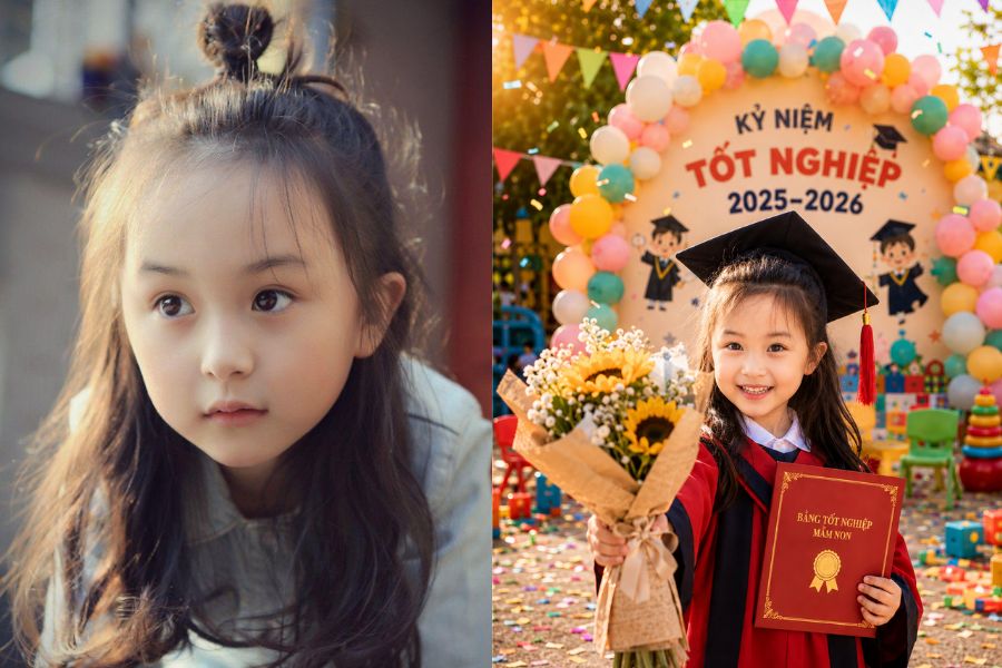Tự thiết kế ảnh tốt nghiệp mầm non xịn như studio cho bé bằng AI