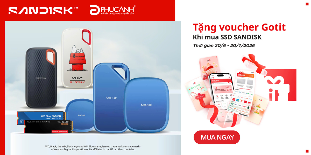[Khuyến mại] Mua SSD Sandisk - Nhận Ngay Voucher Got It 300K