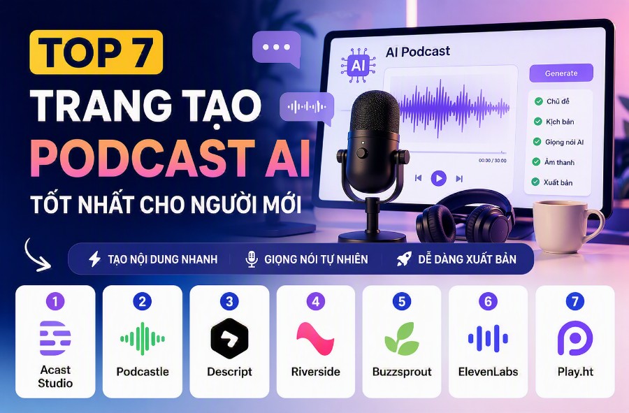 Top 7 Trang Tạo Podcast AI Tốt Nhất Cho Người Mới