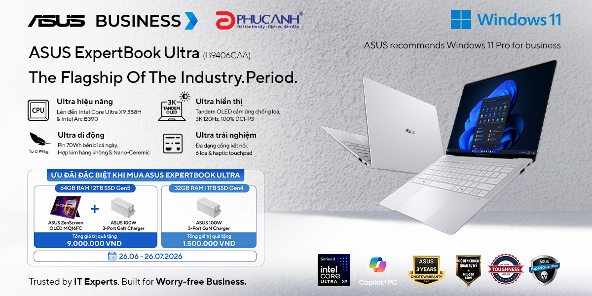 [Khuyến mại] Sở Hữu ASUS ExpertBook Ultra - Nhận Gói Quà Tặng Khủng