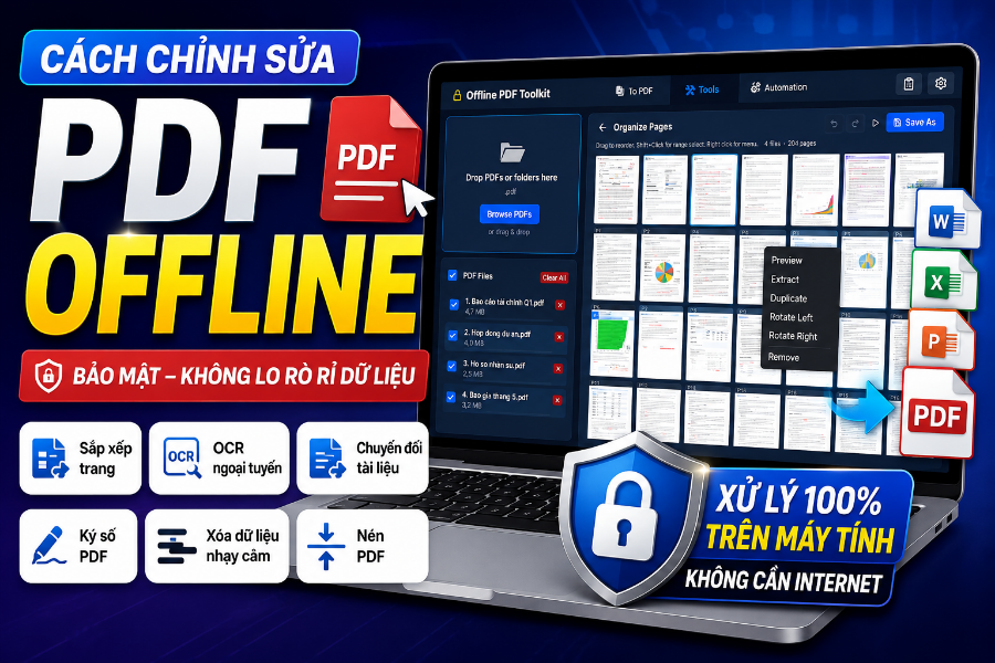 Cách chỉnh sửa PDF Offline an toàn không lo rò rỉ dữ liệu