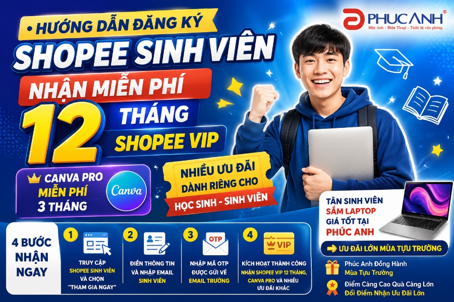 Hướng dẫn đăng ký Shopee Sinh Viên nhận miễn phí Shopee VIP 12 tháng mới nhất
