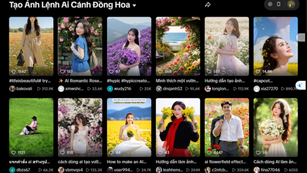 Cách tạo ảnh chụp với cánh đồng hoa bằng AI đẹp lung linh
