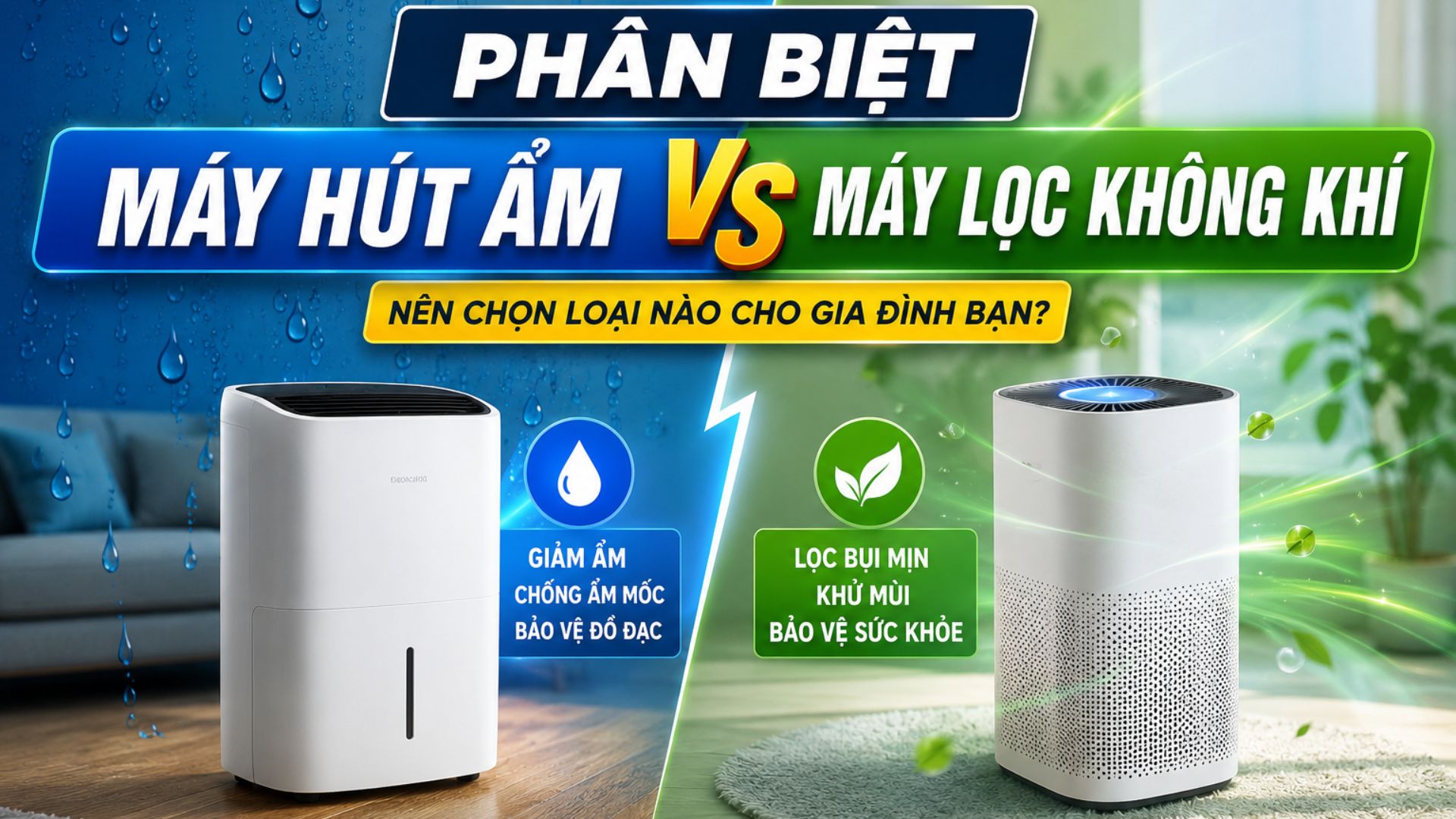 Phân biệt máy hút ẩm và máy lọc không khí, nên mua loại nào cho gia đình?