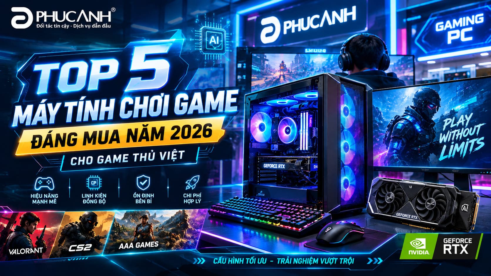 Top 5 máy tính chơi game đáng mua năm 2026 cho game thủ Việt